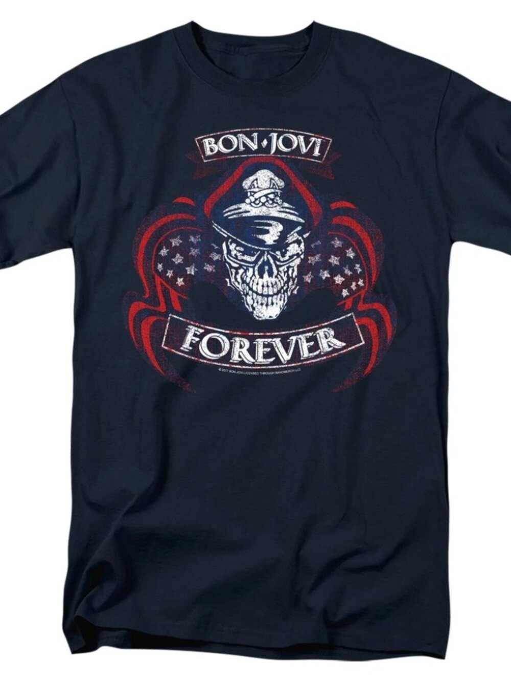 Bon Jovi - Forever Skull - Adult Unisex Short Sleeve T-Shirt - Picture 1 of 5